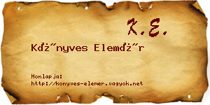 Könyves Elemér névjegykártya